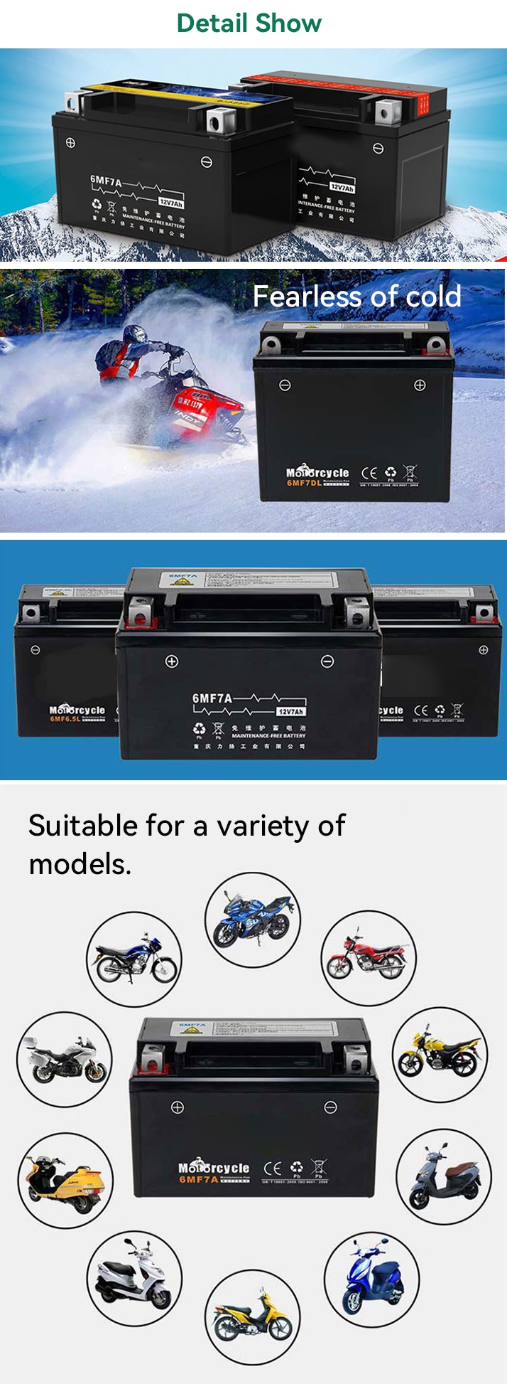 Borske Motorcycle Parts Supplier Wholesale Universal 12V Battery 2