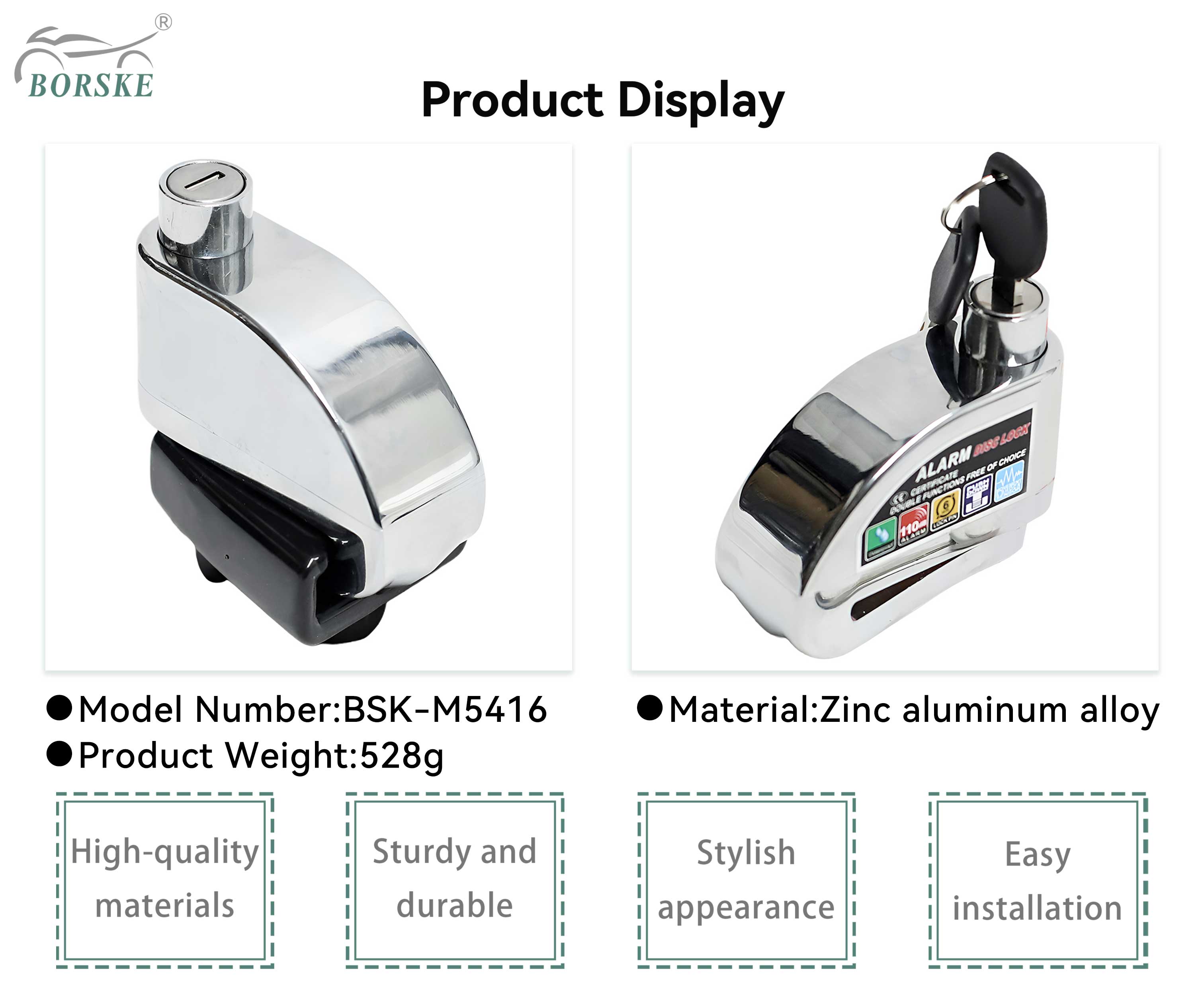 Borske motorcycle Parts Company Motorcycle Alarm Disc Lock 1